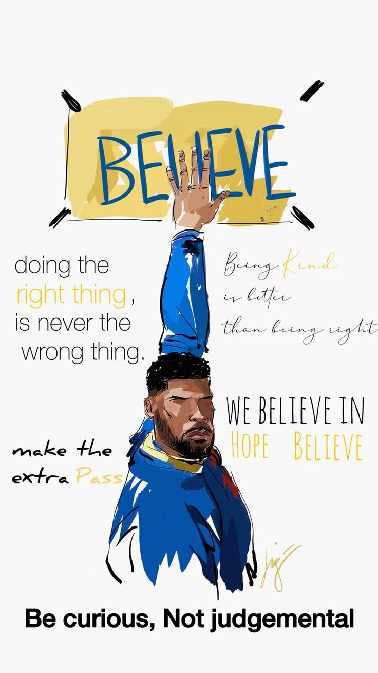 Illustrated Believe poster with quotes from Ted Lasso